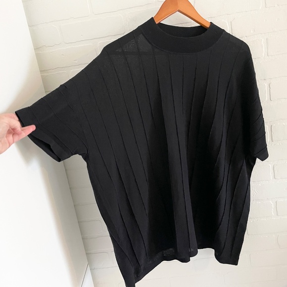 COS Oversized Stitch Tee Top Sheer Minimalist High crew neck Sz L - Picture 5 of 16